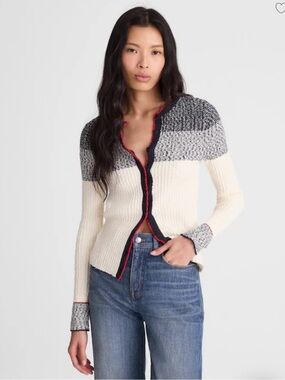 Madewell Striped Bouclé-Knit Cardigan - Ivory And Navy Multi Stripe
